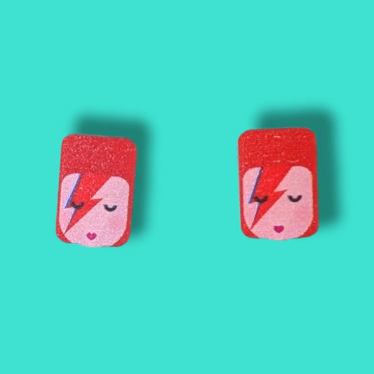 Bowie wooden stud earrings
