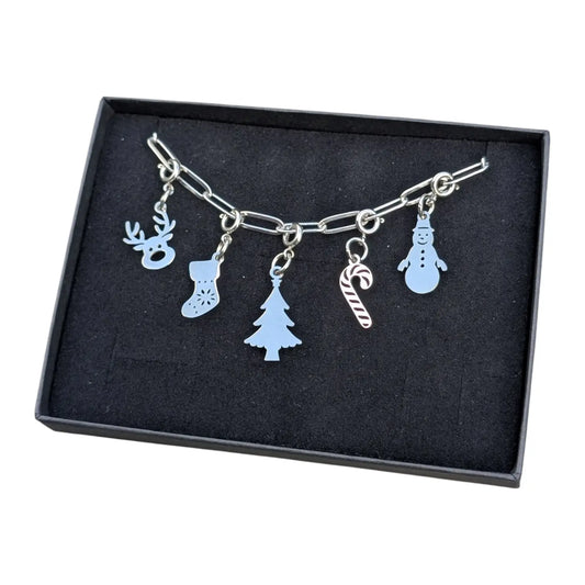 Gold Christmas charm necklace M. Elizabeth Jewellery