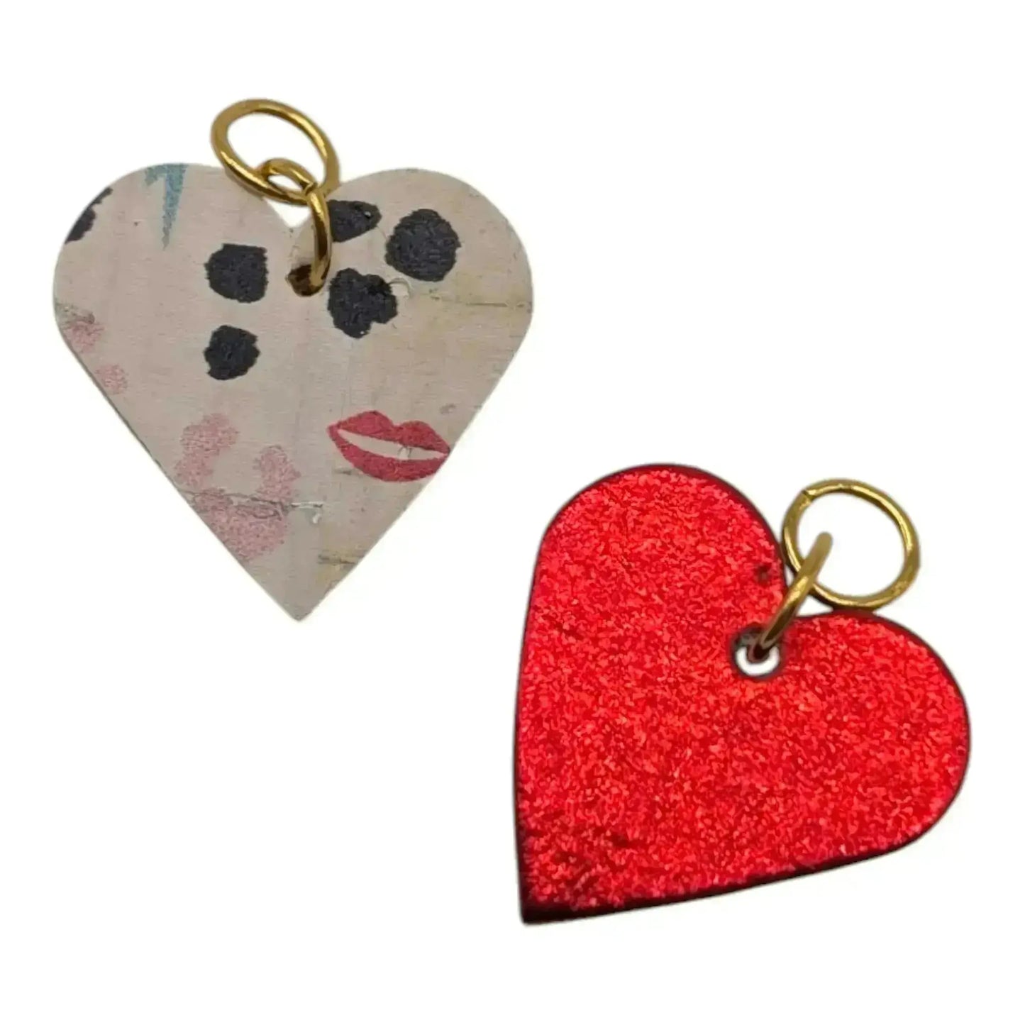 Red and flash mini heart cork charms - Trend Tonic