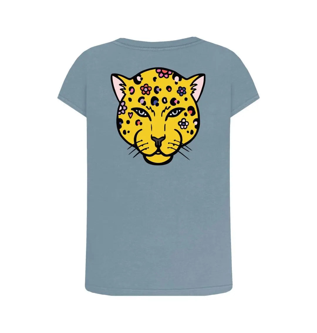 Summer leopard back print scoop neck tshirt