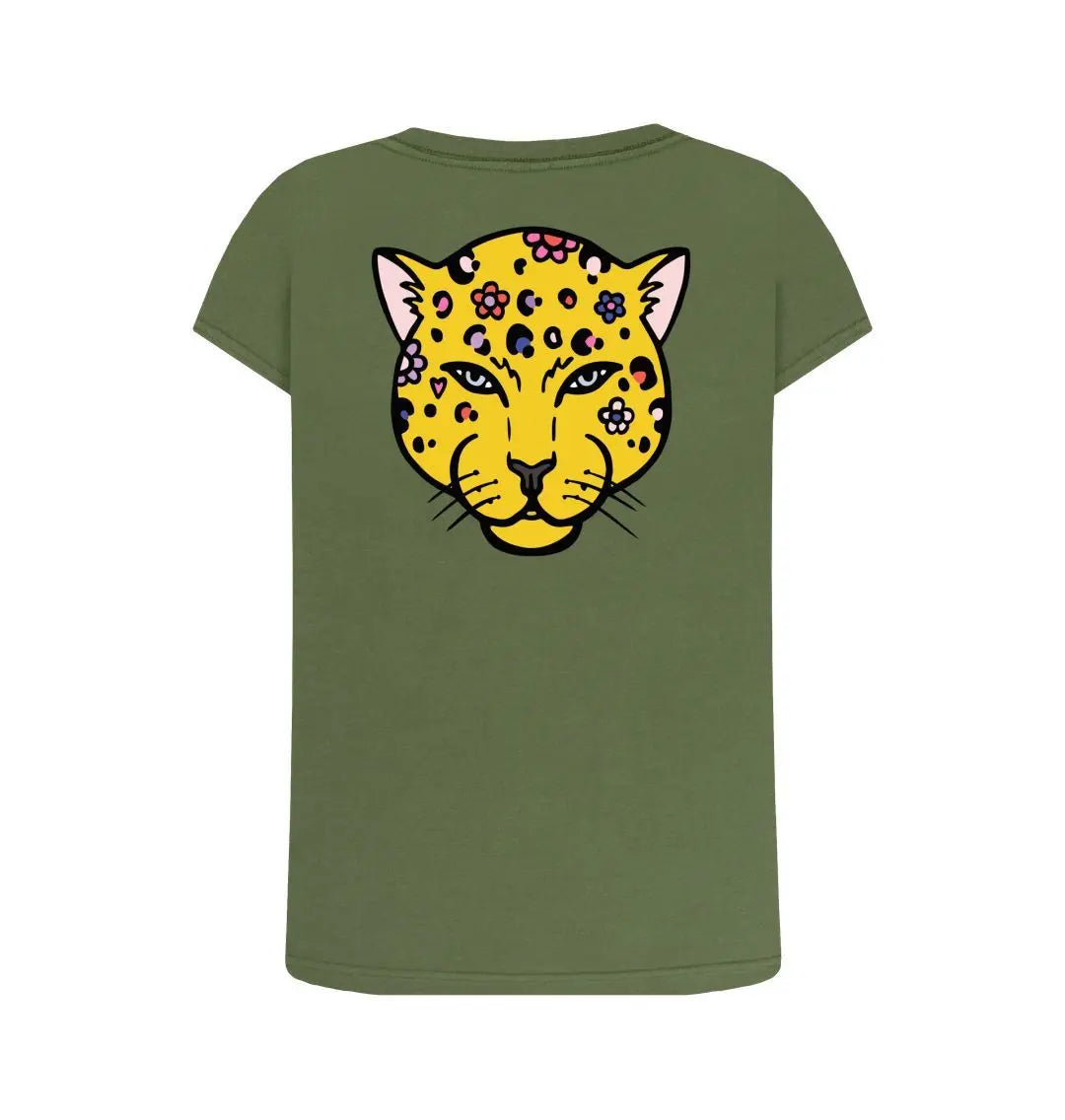 Summer leopard back print scoop neck tshirt