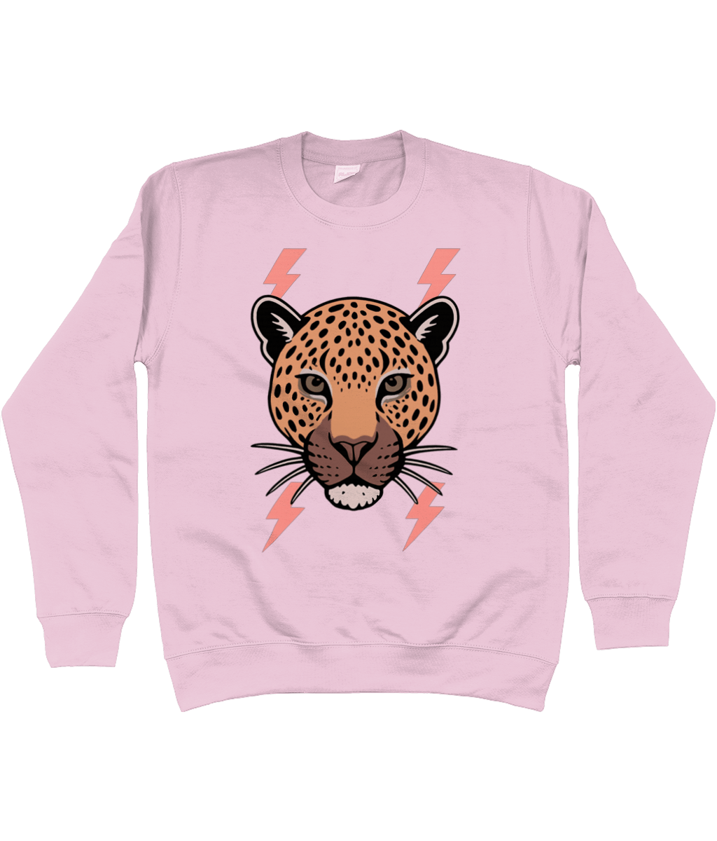 Beige leopard face lightning bolt sweatshirt - Trend Tonic