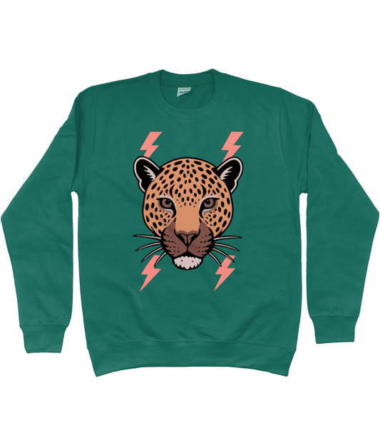 Beige leopard face lightning bolt sweatshirt - Trend Tonic