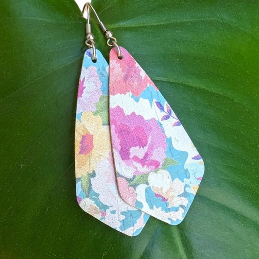 Blue floral diamond earrings - Trend Tonic