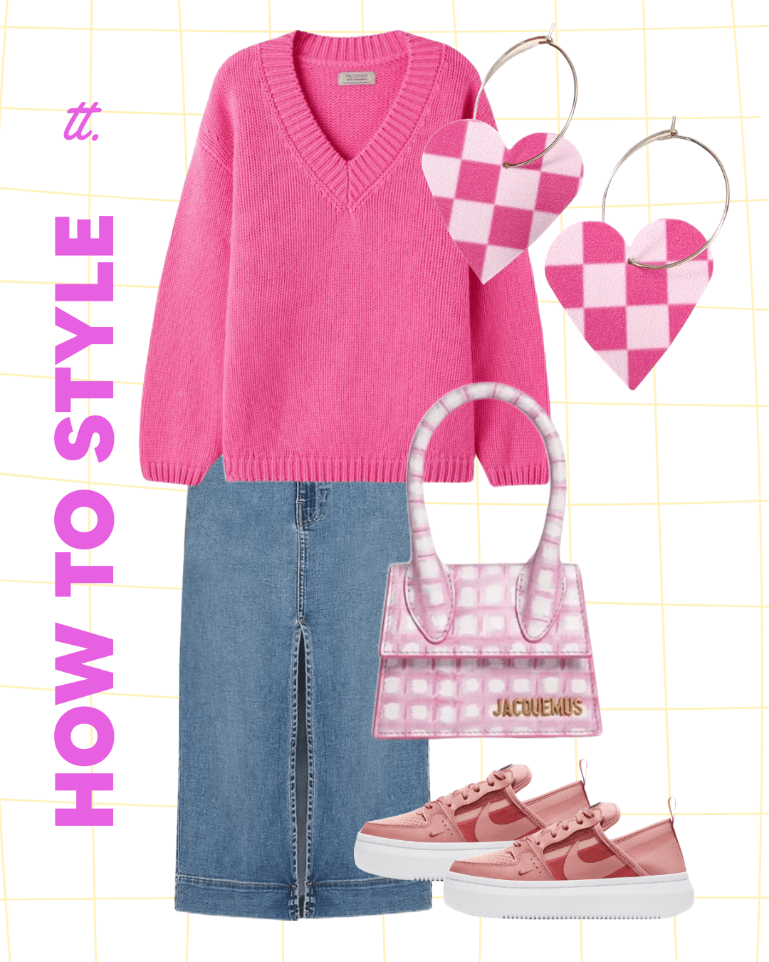Blush and pink checked hearts - Trend Tonic