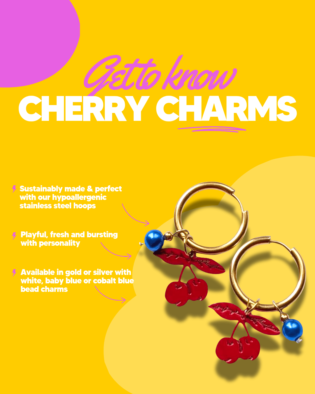 Cherry and pearl charms for earrings - Trend Tonic