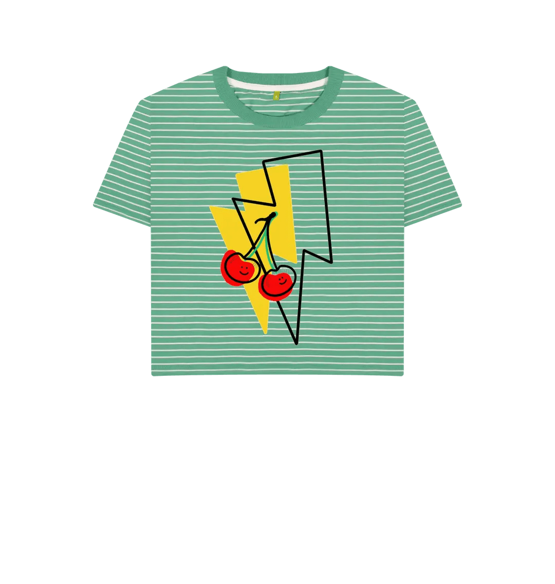 Cherry lightning bolt boxy stripe t-shirt - Trend Tonic