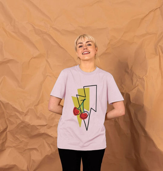 Cherry lightning bolt crew neck t-shirt - Trend Tonic