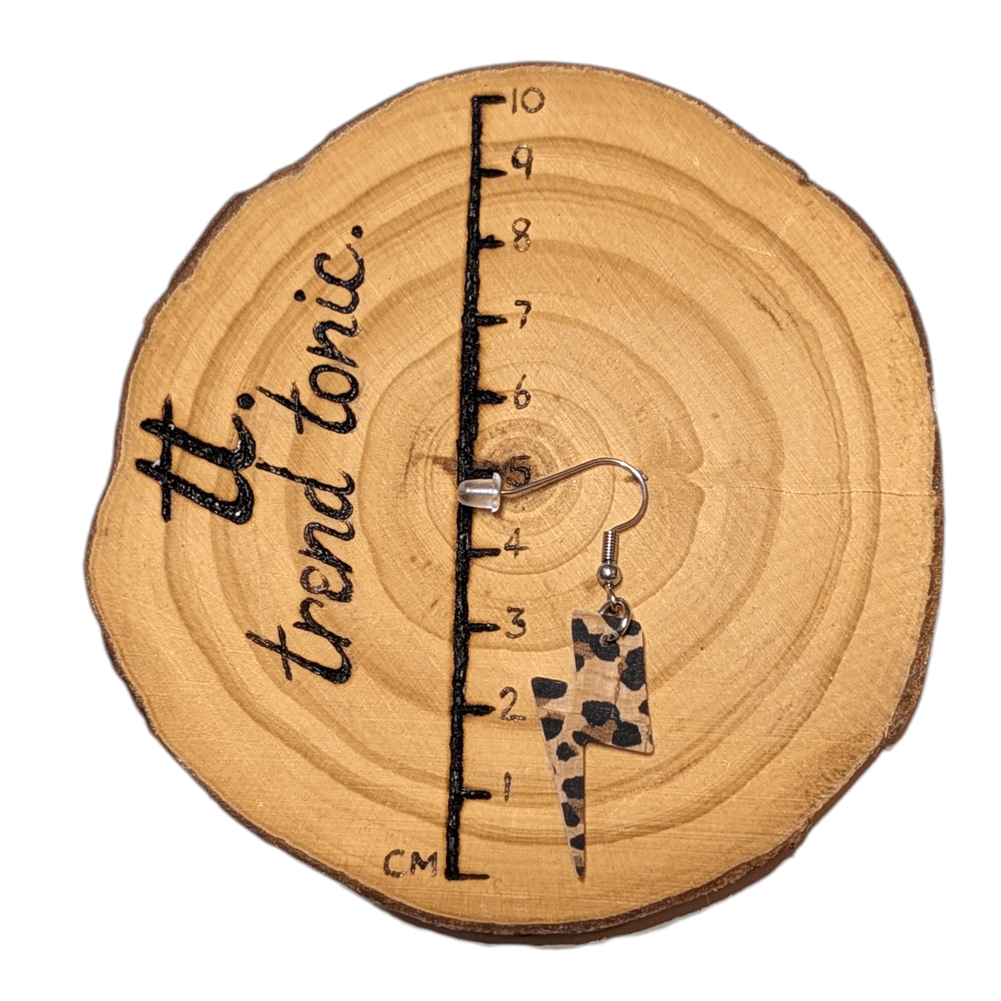 Clip on mini neon pink cork lightning bolt earrings - Trend Tonic