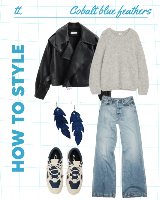 Cobalt blue leaf earrings - Trend Tonic