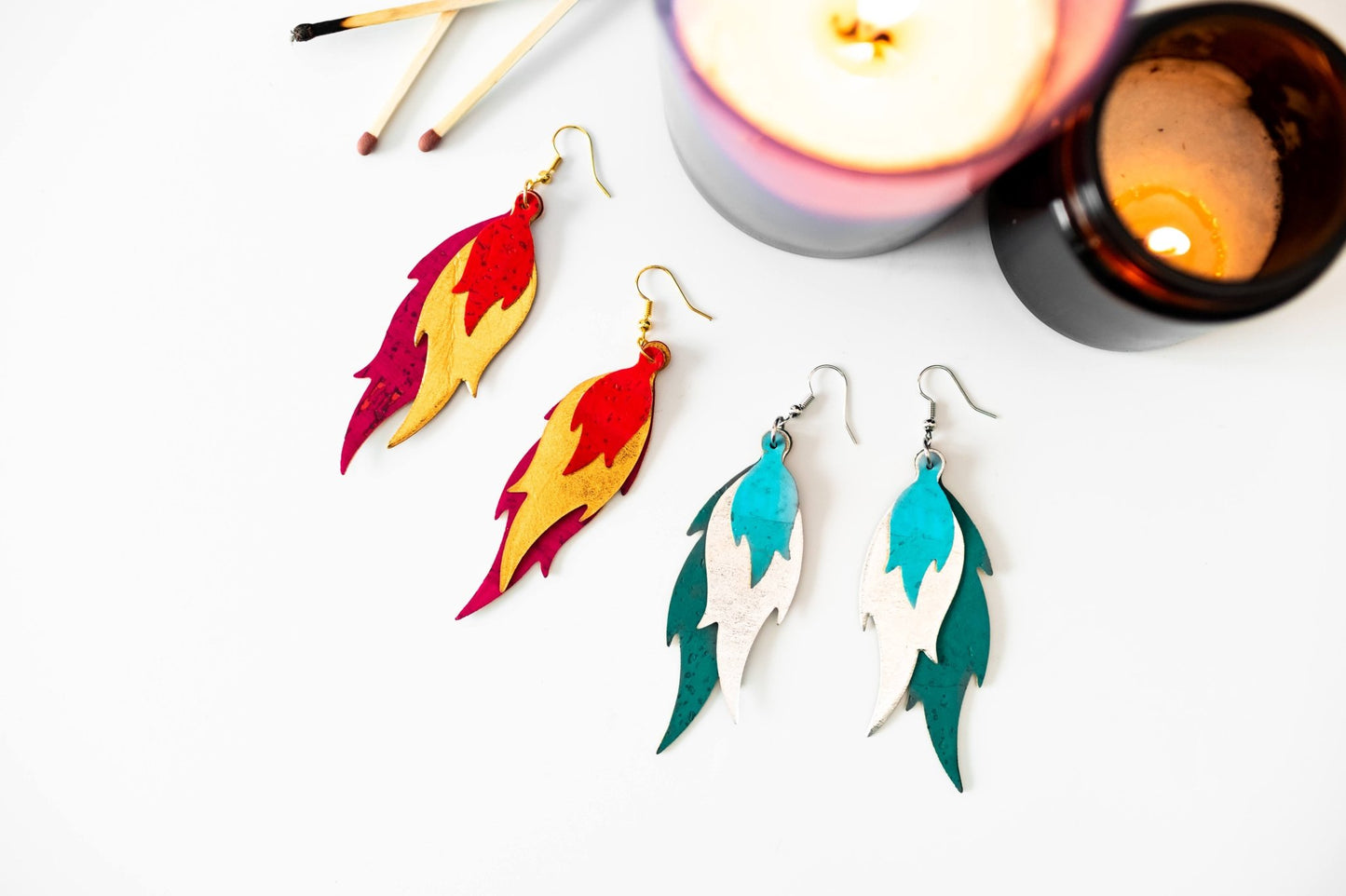 Cool blue flame cork earrings - Trend Tonic