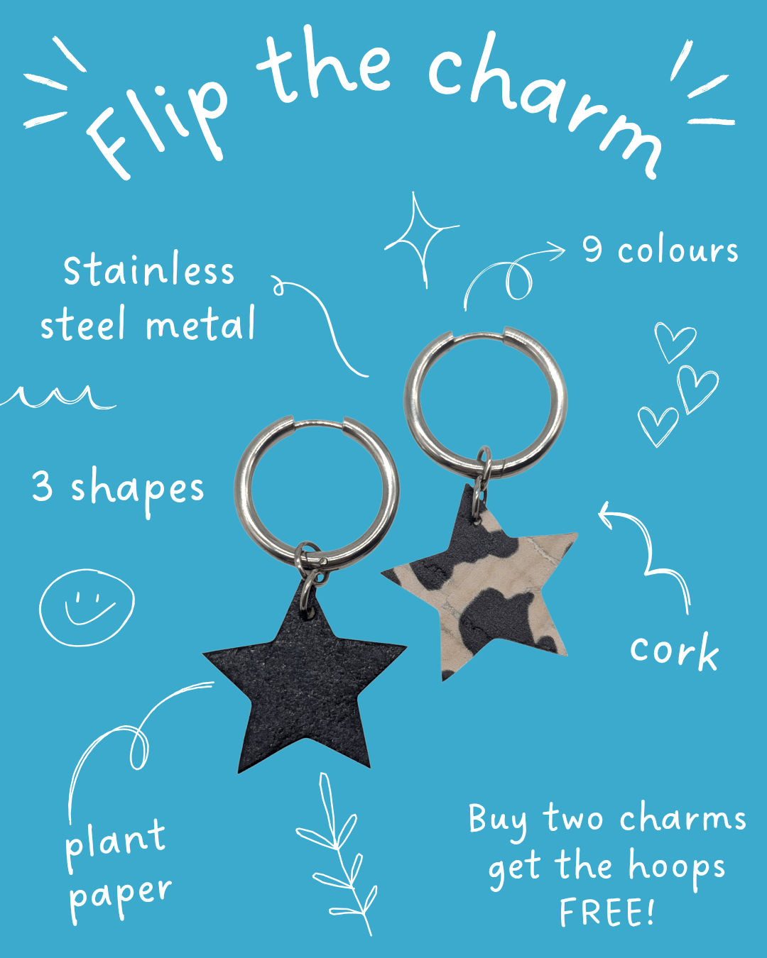 Cow print star cork charms - Trend Tonic