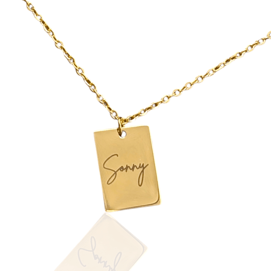 Custom engraved tiny tag necklace - Trend Tonic