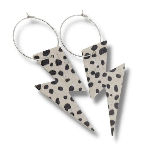 Dalmatian cork Lightning Hoop earrings - Trend Tonic