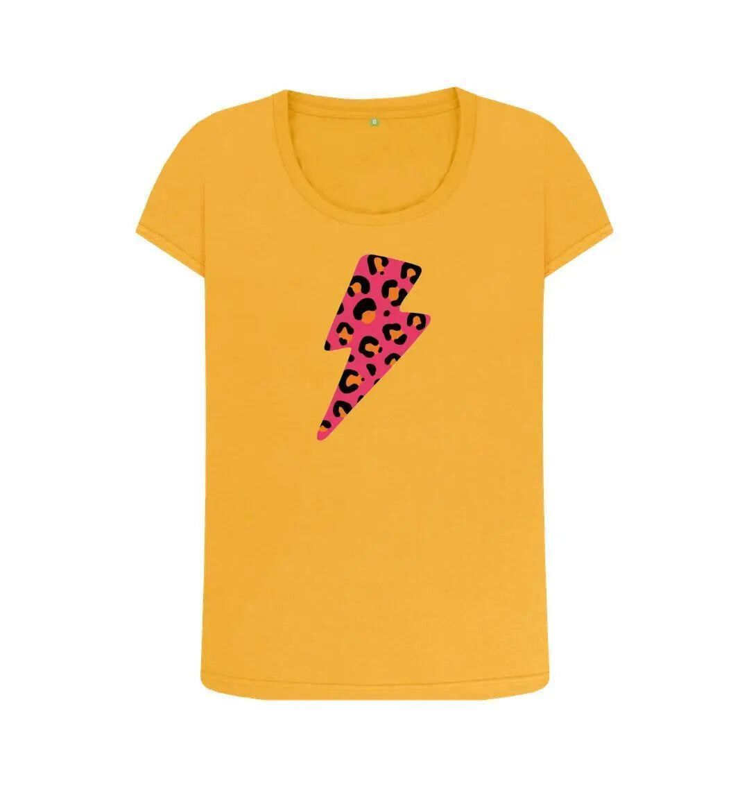 Pink and orange leopard print lightning bolt scoop neck Trend Tonic