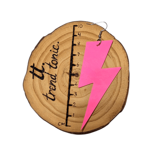 Extra large neon pink lightning bolt earrings - Trend Tonic