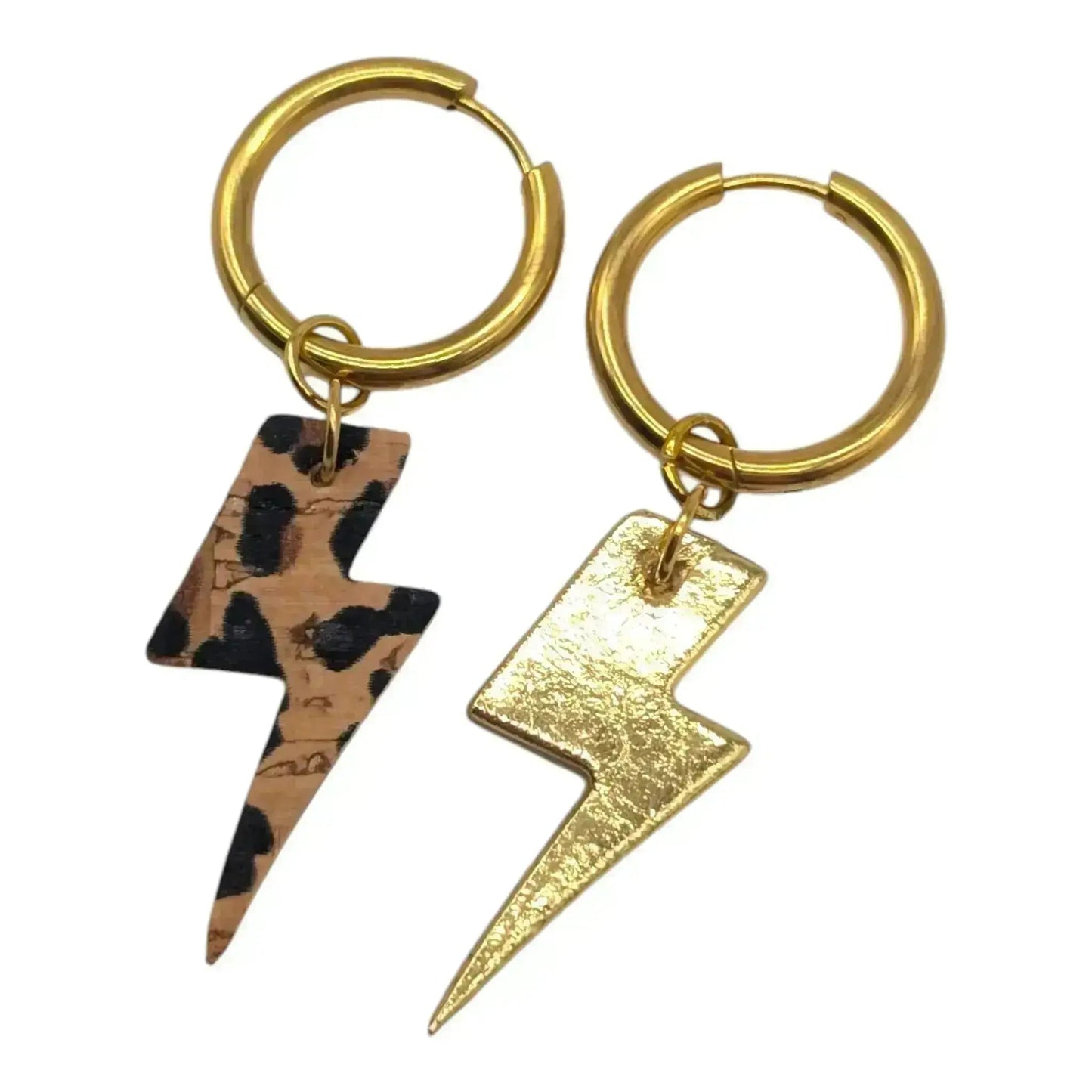 Gold and cheetah mini lightning bolt cork charms - Trend Tonic