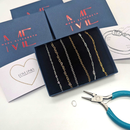Gold heart chain love links permanent bracelet kit - Trend Tonic