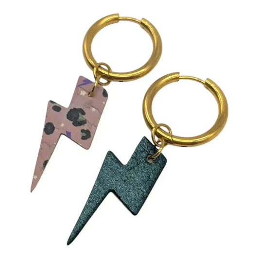 Green and pink flash mini lightning bolt cork charms - Trend Tonic