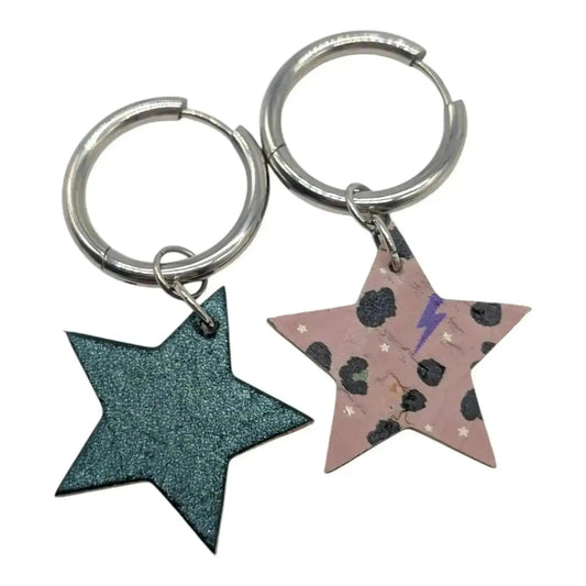 Green and pink flash mini star cork charms - Trend Tonic