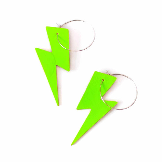 Green neon cork lightning earrings - Trend Tonic