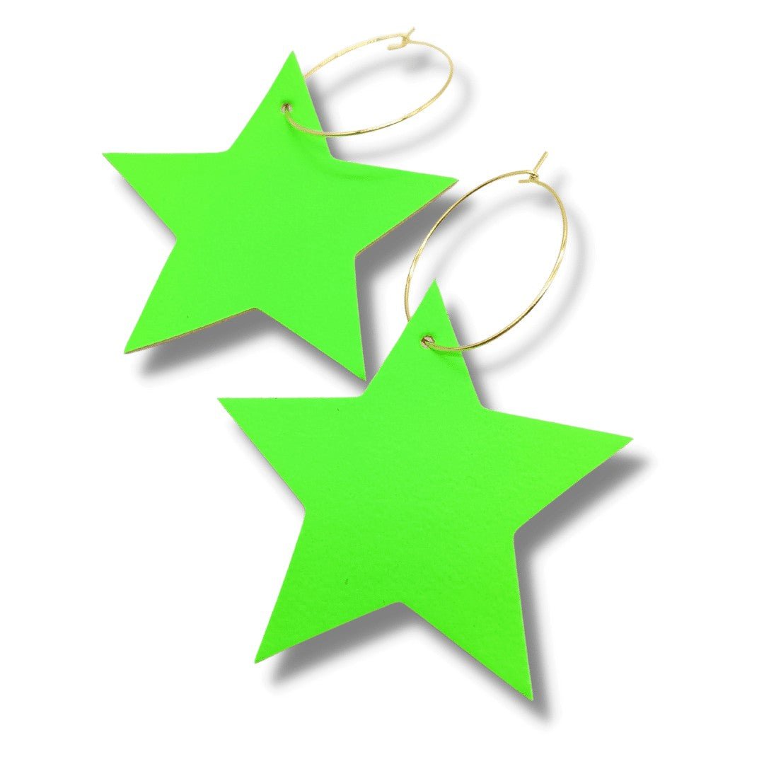Green neon star earrings - Trend Tonic