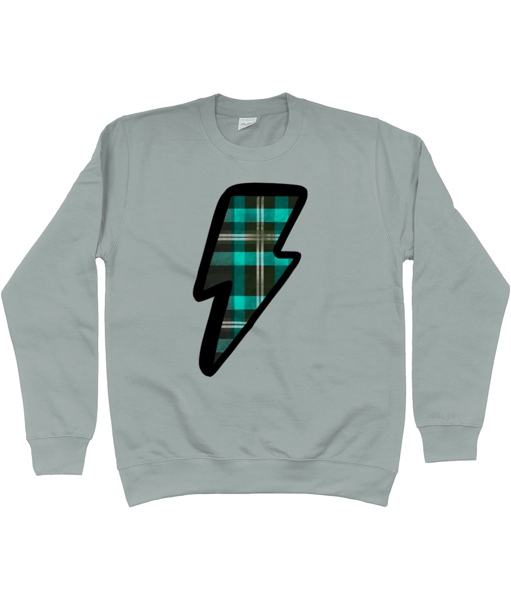 Green tartan lightning bolt sweatshirt - Trend Tonic