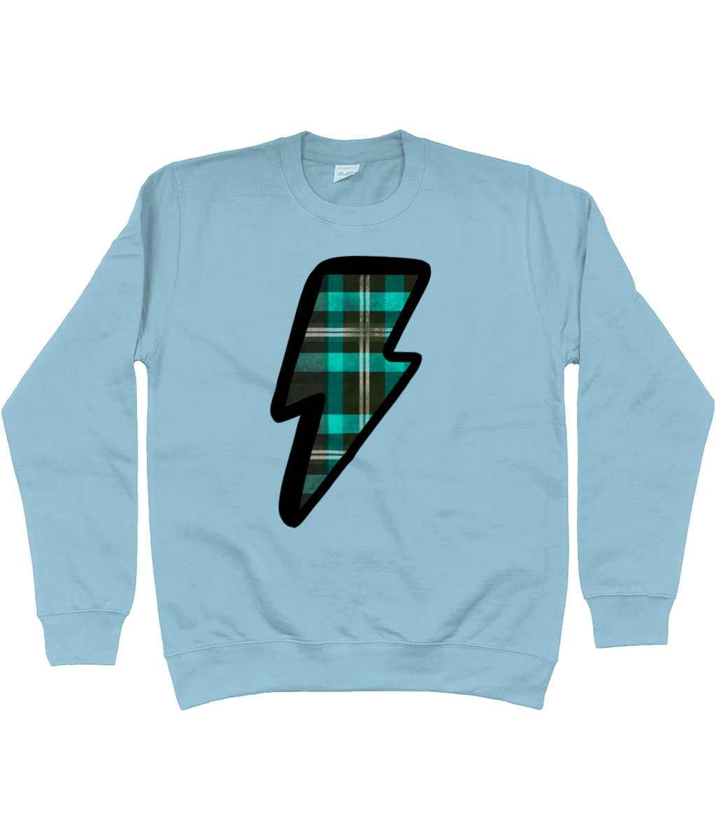 Green tartan lightning bolt sweatshirt - Trend Tonic