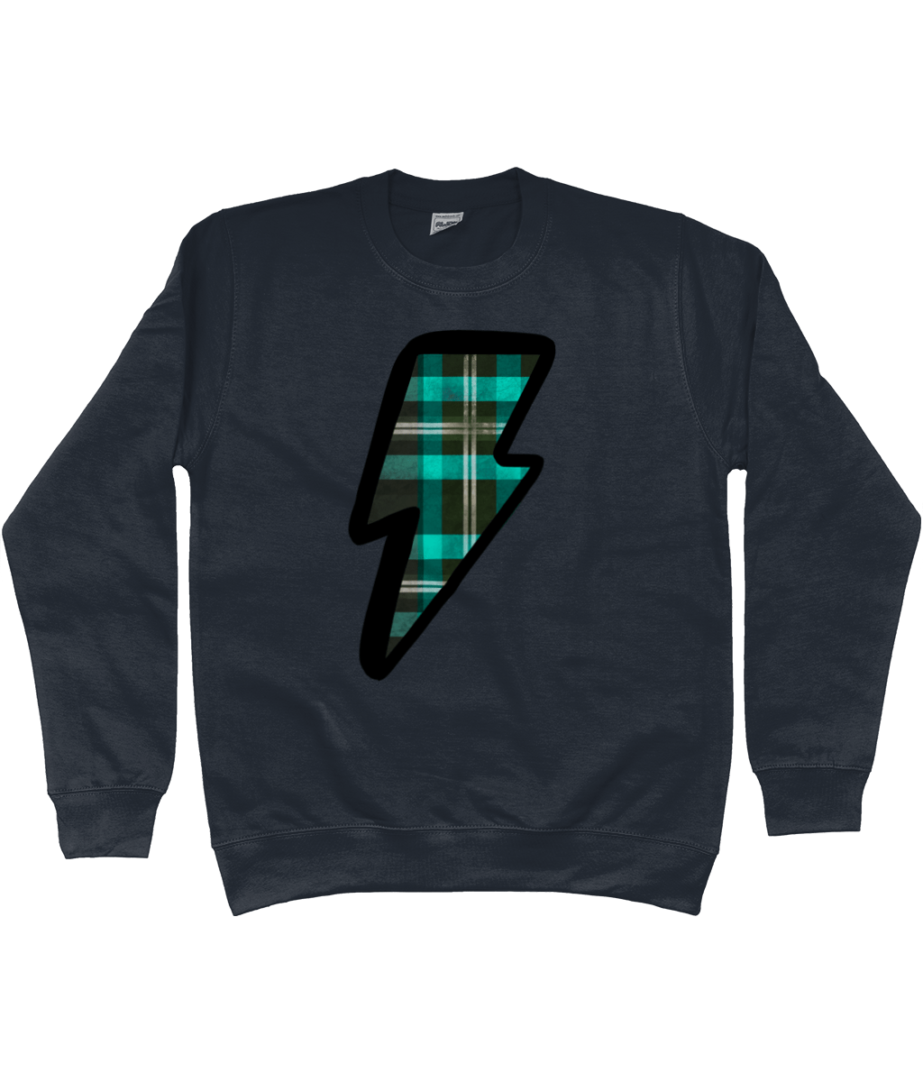 Green tartan lightning bolt sweatshirt - Trend Tonic