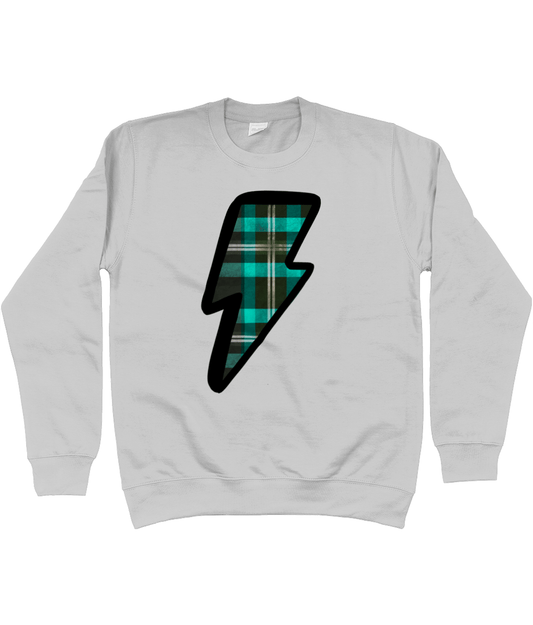 Green tartan lightning bolt sweatshirt - Trend Tonic