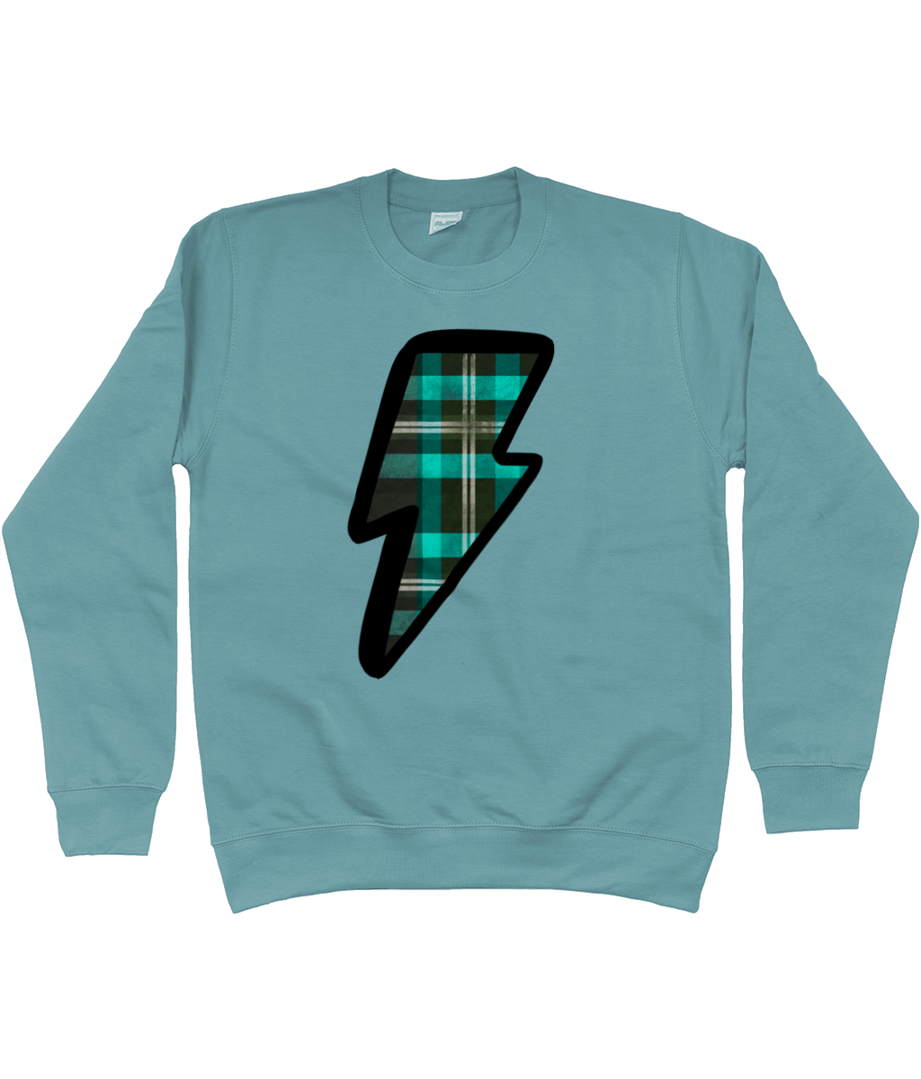 Green tartan lightning bolt sweatshirt - Trend Tonic