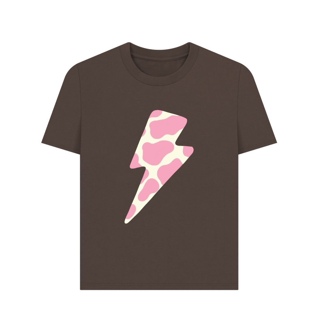 Ice cream cow print lightning bolt crew neck t-shirt - Trend Tonic