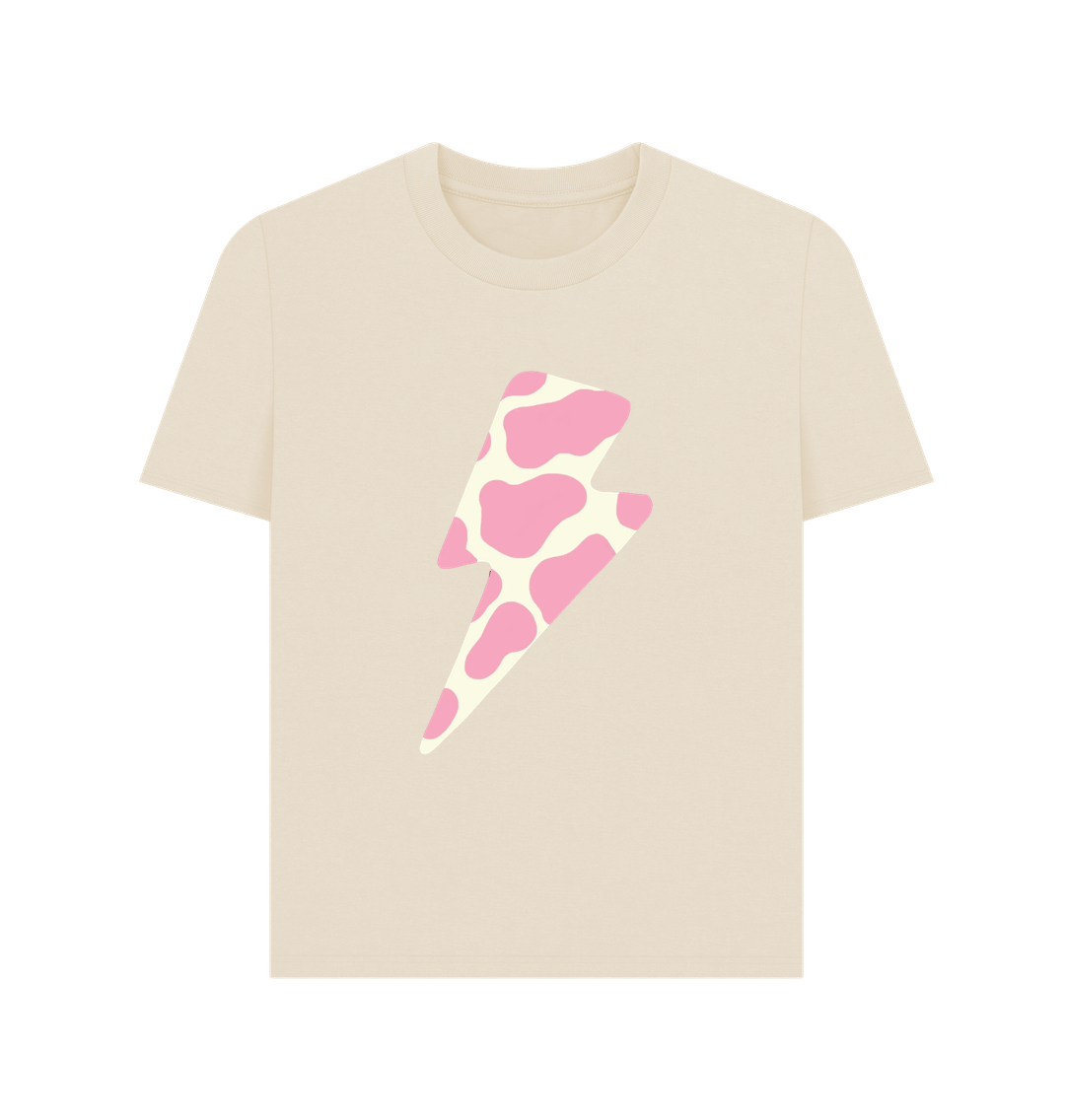 Ice cream cow print lightning bolt crew neck t-shirt - Trend Tonic