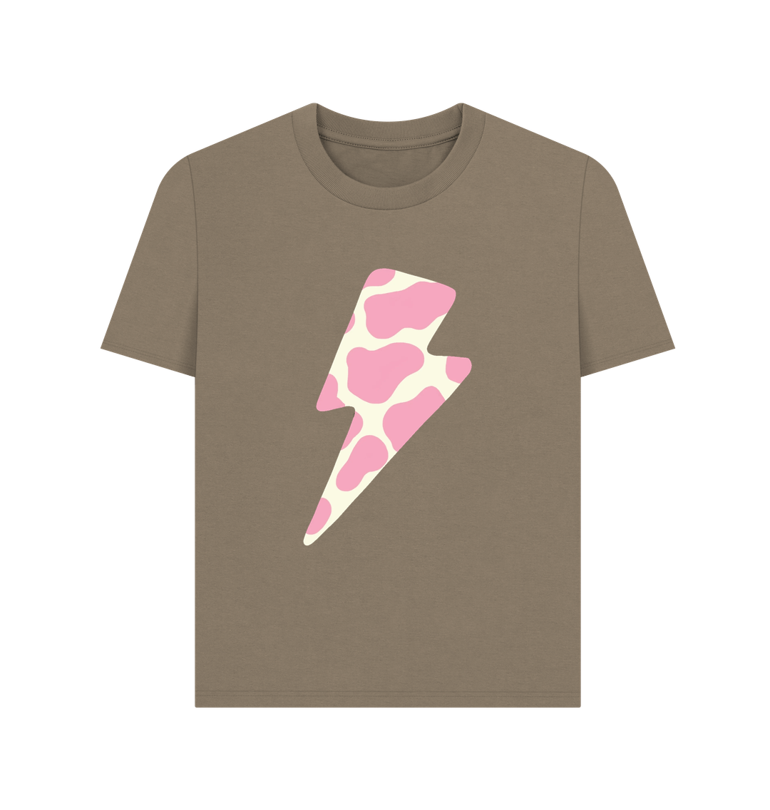 Ice cream cow print lightning bolt crew neck t-shirt - Trend Tonic