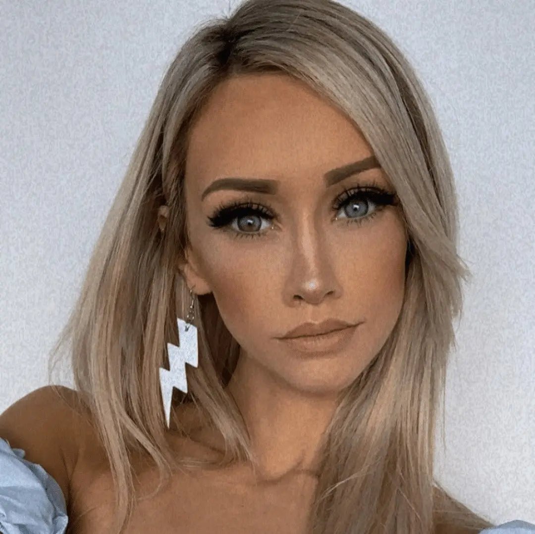 Large glitter triple lightning bolt earrings - Trend Tonic