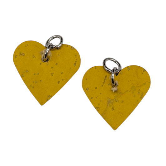 Lemon yellow and pale blue mini heart cork charms - Trend Tonic