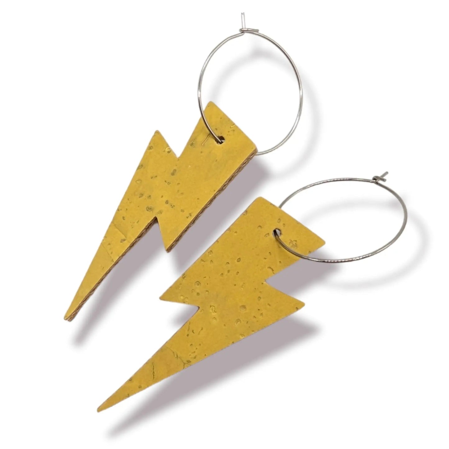 Lemon yellow and pastel leopard print lightning bolt earrings - Trend Tonic
