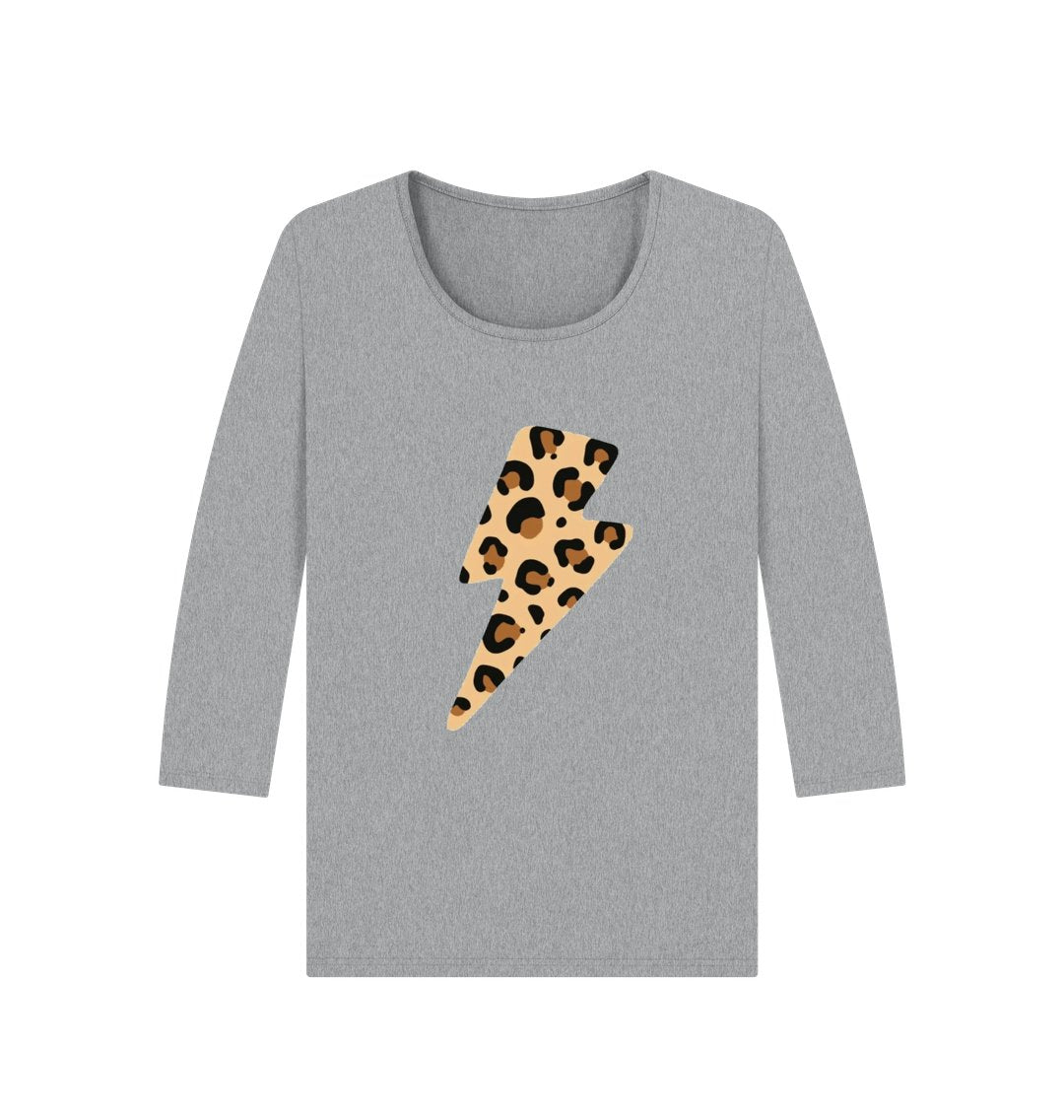 Leopard lightnig bolt 3/4 sleeve t-shirt - Trend Tonic
