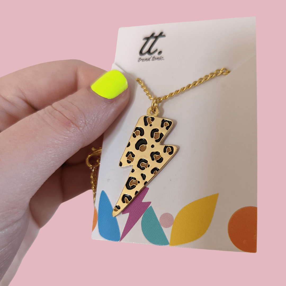 Leopard lightning bolt necklace - Trend Tonic