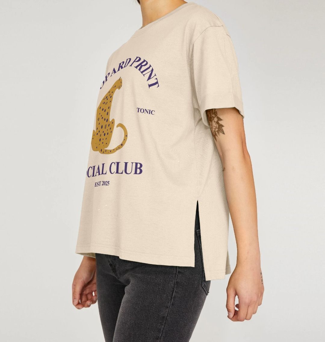 Leopard print social club relaxed fit t-shirt - Trend Tonic
