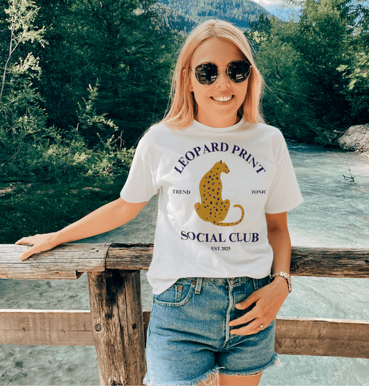 Leopard social club crew neck t-shirt - Trend Tonic