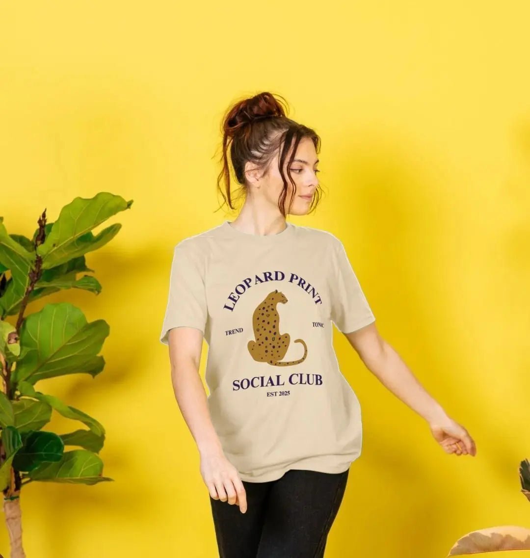 Leopard social club crew neck t-shirt - Trend Tonic