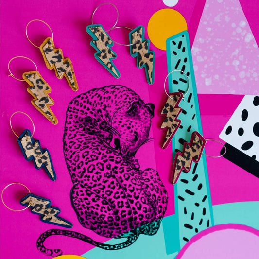 Limited Edition double layered leopard lightning bolt hoop earrings - Trend Tonic