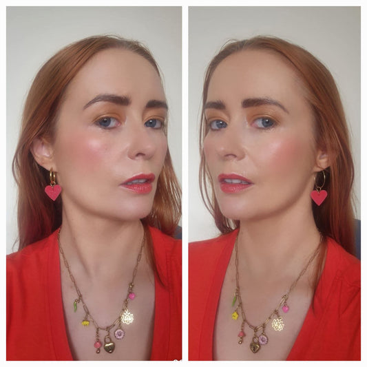 Mustard and pink mini heart cork charms - Trend Tonic