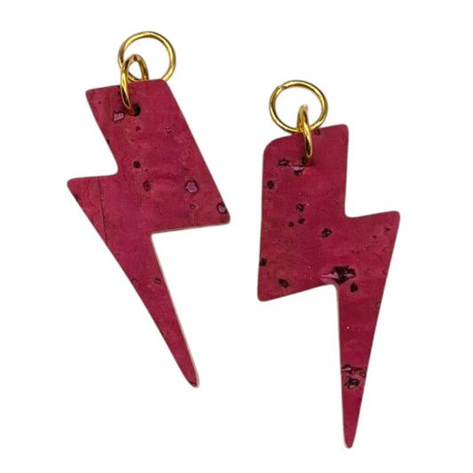 Mustard and pink mini lightning bolt cork charms - Trend Tonic