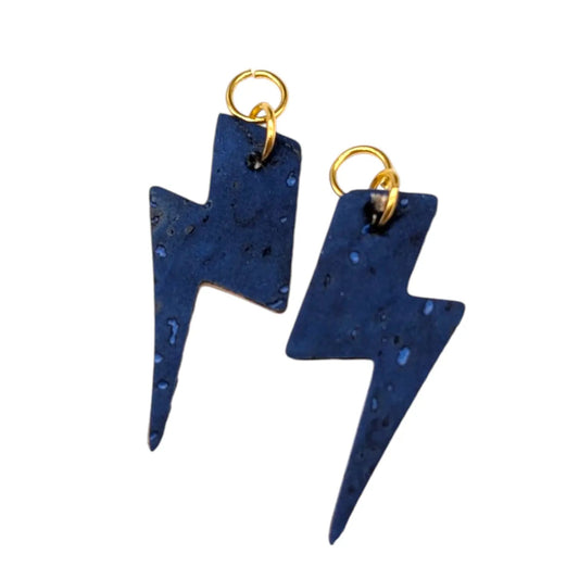 Orange and navy mini lightning bolt cork charms - Trend Tonic