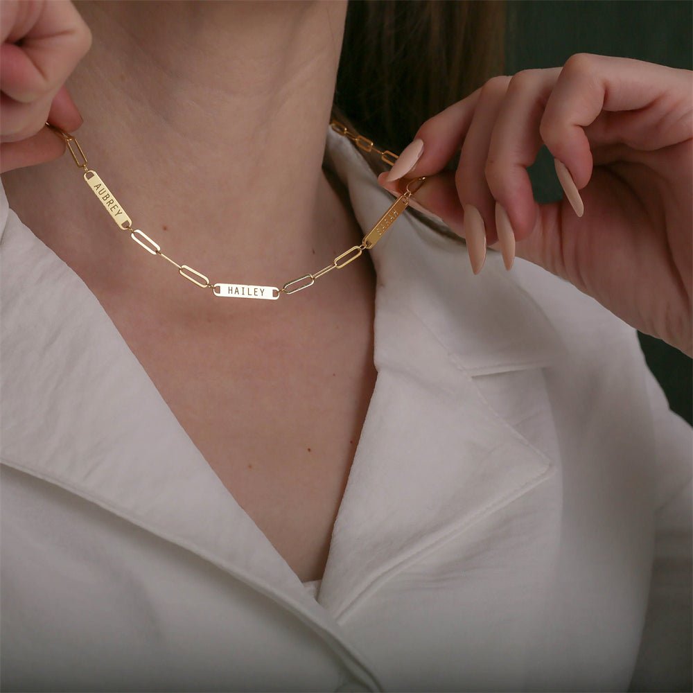 Paperclip engraved name necklace - Trend Tonic