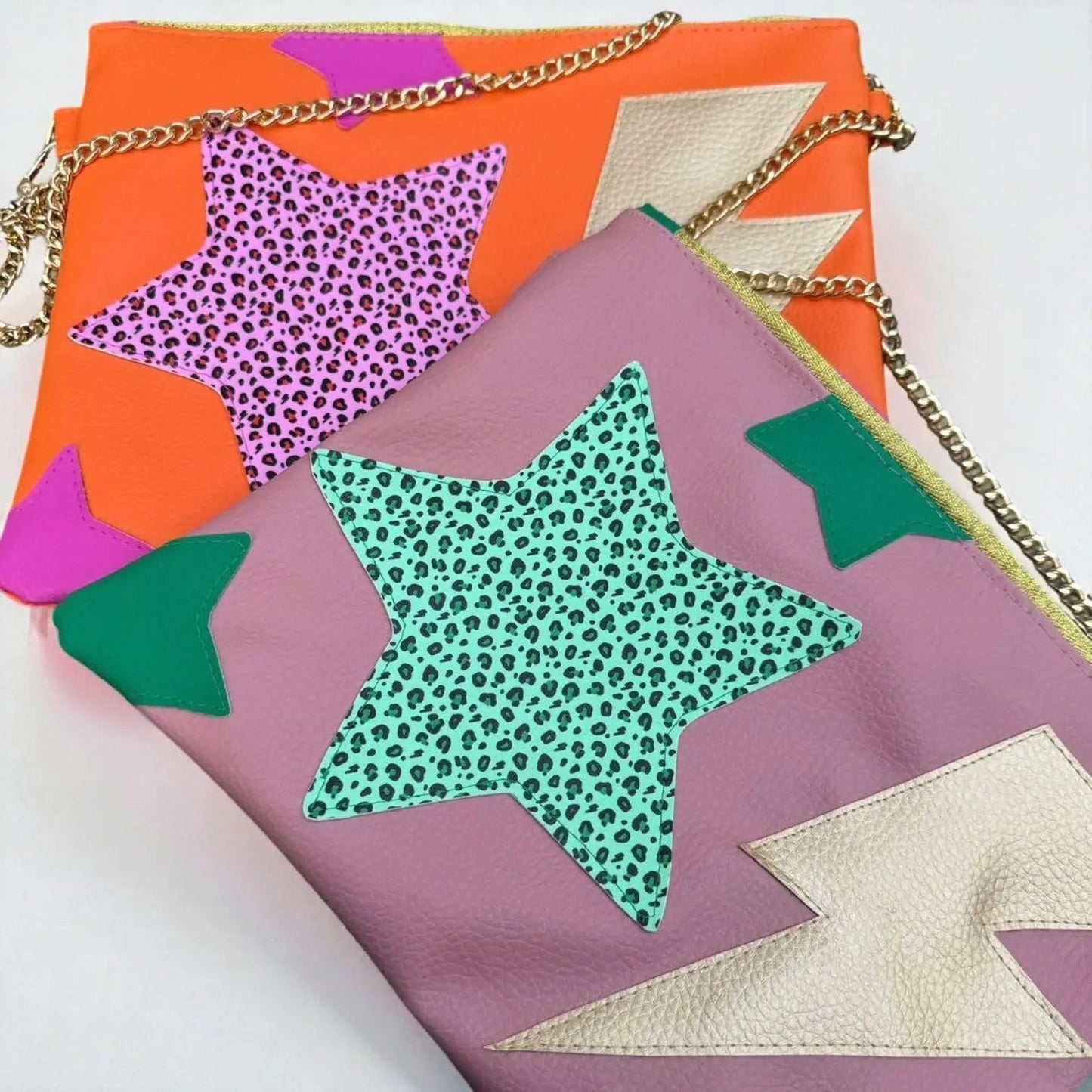 Peach and green lightning bolt star bag - Trend Tonic
