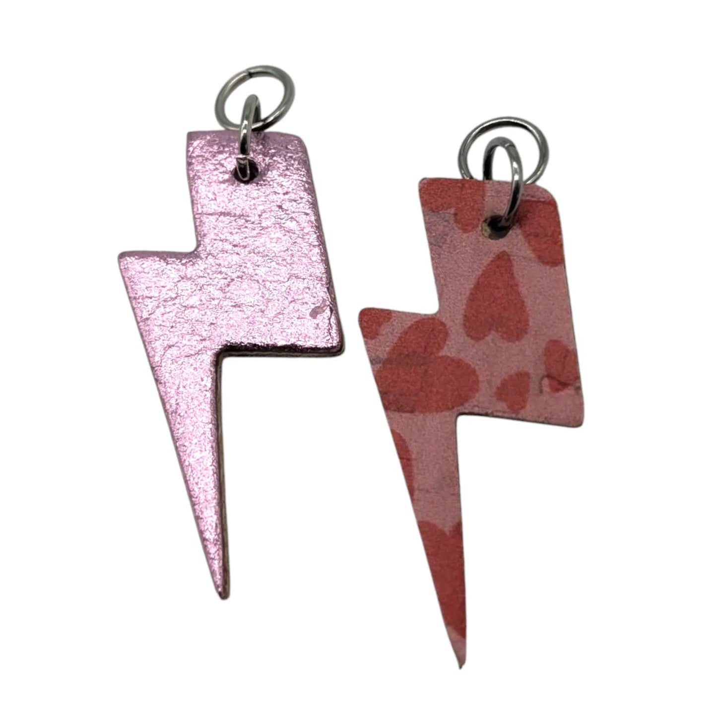 Pink and hearts mini lightning bolt cork charms - Trend Tonic