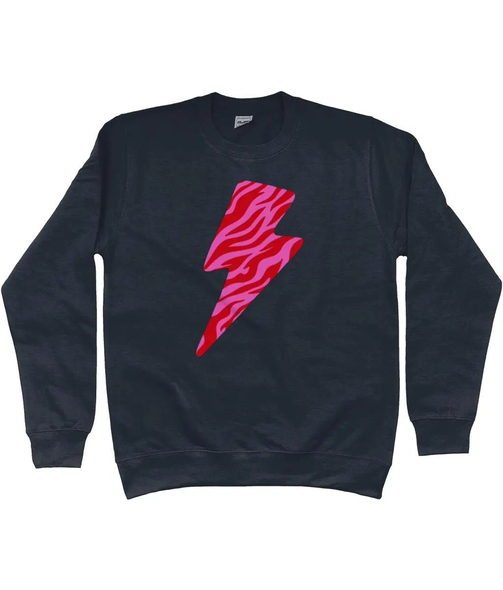 Pink and red zebra lightning bolt AWDis Sweatshirt - Trend Tonic
